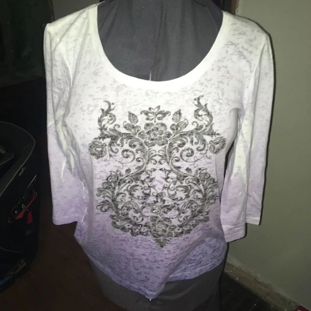 Chico’s 1 purple ombré royalcore slub blouse